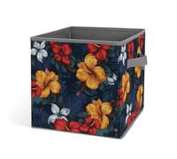 Scatola portaoggetti pieghevole con manici realistici con fiori hawaiani, organizer pieghevole in tessuto Oxford, contenitore multiuso portatile per casa, armadio, ufficio