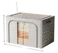 Scatola portaoggetti pieghevole in materiale Oxford con struttura in metallo e pannello trasparente per l'organizzazione del guardaroba, 40 x 30 x 20 cm (60 x 42 x 40 cm, grigio)