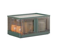 Scatola portaoggetti pieghevole in plastica a doppia porta, impilabile, con coperchio, con ruote, per armadio, soggiorno, camera da letto e studio, soluzione versatile