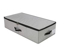 Scatola portaoggetti pieghevole sotto il letto con fodera di supporto, maniglie, coperchio con cerniera, coperta, piumoni, organizer per armadio camera da letto, 74,5 x 38 x 18 cm, grigio scuro