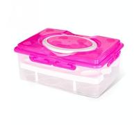 Scatola portaoggetti porta uova in plastica PP portatile 2 strati 24 slot (rosa