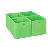 Relaxdays Scatola Portaoggetti, Set 4 Box a Cubo da Scaffale, HLP 30 x 30 x 30 cm, Portagiochi Pieghevole, Stoffa, Verde, Poliestere