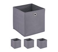 Relaxdays Scatola Portaoggetti, Set 4 Box da Scaffale, HLP 30 x 30 x 30 cm, Portagiochi Pieghevole, in Stoffa, Grigio, Tessuto Non Tessuto