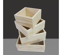 Scatola portaoggetti succulenta in legno con 4 vassoi - perfetta per piante e re