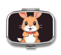 Scatola portapillole a 2 scomparti a forma di coniglio, organizer portatile per medicine, contenitore quadrato per pillole da viaggio tascabile per borsa
