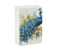 Scatola portasigarette in plastica rigida, impermeabile, antiurto, con dipinto ad di pavone, elegante porta accendino per uomo/donna