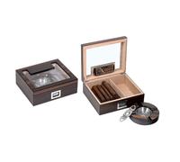 SCATOLA PORTASIGARI + TAGLIASIGARI + POSACENERE 50 CIGARS HUMIDOR LUBINSKI QB228