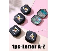 Scatola portatile per pillole con scomparti, con motivi a rosa, margherita, girasole e lettere dell'alfabeto, kit di pronto soccorso portatile, contenitore per capsule a 6 scomparti, porta pillole da 