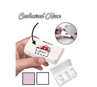Scatola portatile personalizzabile per medicinali con tre scomparti e una scatola per medicinali personalizzata con un motivo a scatola per medicinali, pillole e termometro. Puoi personalizzare il tuo