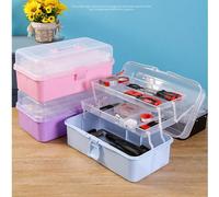 Scatola portatile pieghevole a 3 strati, grande capacità, contenitore di stoccaggio in plastica per attrezzi, manicure, forniture per l'arte A tre strati,Tre strati 1 pz,Due strati 1 pzPolipropilene