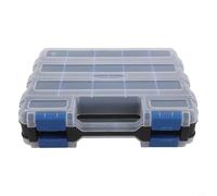 Scatola portautensili a doppio lato con 34 scomparti e divisori rimovibili per viti, dadi, bulloni con coperchio trasparente e maniglia per il trasporto (blu)