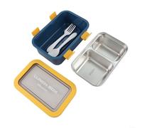 Scatola Pranzo 2 Compartimenti Portavivande Ermetico per Frutta Panini Scuola per viaggio per facile (Yellow)