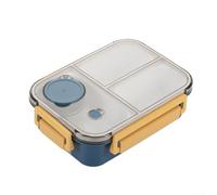 Scatola Pranzo Plastica 3 Vani - Lunch Box Sigillato Portatile per Picnic e per viaggio - Design Robusto 22x16x7cm(Yellow)