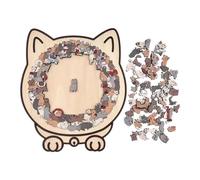 Scatola Puzzle In Legno A Forma Di Gatto 23,7x21,8 cm Puzzle Per Gatti A Forma Di Animale Puzzles in legno a formas di gatto color Morandi da 135 pezzi Giocattolo Di Precisione Per Amanti Dei Gatti