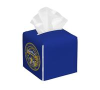 Scatola quadrata in pelle PVC con stampa bandiera del Nebraska, contenitore per fazzoletti riutilizzabile per casa, auto, ufficio