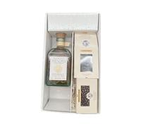Scatola regalo bianca - Rum - Baie des trésors Fleur du vent - Cacaotines (1x150g) et Raisins au sauternes (1x100g) MAISON GUINGUET