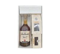 Scatola regalo bianca - Rum - Favorite Cœur de Canne vieux 4 ans - Cacaotines (1x150g) et Raisins au sauternes (1x100g) MAISON GUINGUET