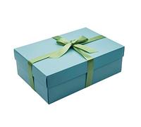 Scatola regalo blu con coperchio, scegli il colore del nastro, grandi scatole per ricordi o cesti, scatole regalo piatte per regali, compleanni o regali per bambini, dimensioni 30 x 20 x 10 cm (nastro