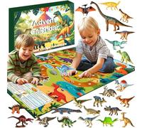 Scatola regalo con calendario dell'Avvento a forma di dinosauro, sorpresa di Natale, 24 dinosauri unici con fatti educativi, gioco di dadi per famiglia con mappa di fuga, conto alla rovescia di Natale