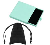 Scatola regalo di gioielli verde chiaro con sacchetto di flanella, 9 x 9 x 1,8 cm, piccolo portagioie per collane, bracciali, orecchini, organizer per forza, portatile, quadrata, con coperchio,