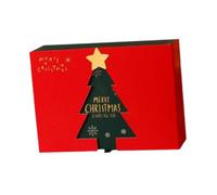 Scatola regalo di Natale rossa che avvolge i regali per la festa decorativa