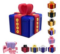 Scatola Regalo Esplosiva con Tema Prank -Prank Gift Box per Natale,Regalo Scherzo per Amici e Colleghi，Idea Rompicapo per Festività (Blu rosso, 8*8*9)