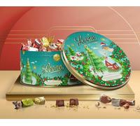SCATOLA REGALO LATTA NATALE CAPPELLIERA LEONE TORINO CIOCCOLATINI ASSORTITI 450G