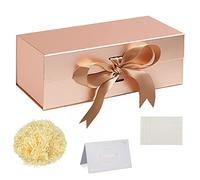 Scatola Regalo Oro Rosa con Nastro Scatola Regalo 32x22x10cm Grande con Coperchi Magnetici Biglietti Auguri Carta Velina Tagliuzzata per Natale Compleanno Matrimonio