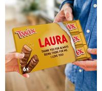 Scatola regalo Twix personalizzata - 8 barrette di cioccolato da 50 g con nome