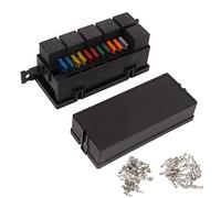 Scatola Relè 12V 40A, Design Staffa Z Scatola Blocco Relè Impermeabile 6 Fusibili Relè, 5 Pin 11 ATC ATO Blocco Fusibili Automobilistico con 2 Coperchi di Blocco Clip, per Auto, Petroliere, Navi, Yach