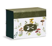 Scatola Ricettario con 60 schede illustrate da compilare con proprie Ricette e 6 divisori con Disegno pietanze 22,5x11x17, Verdone