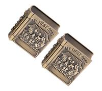 Scatola Ricordi Dentini da Latte 1 Paio in Lega, Design a Forma di Volume | Oro, per Chioma e Denti del Bebè, Memoria Familiare, Formato Compatto, Stile Chic