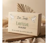 Scatola ricordo personalizzata in legno naturale per il battesimo – L / Stampa