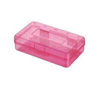 Scatola rigida per matite trasparente, ad alta capacità, organizer colorati, per studenti, in polipropilene trasparente per artisti, Rosso