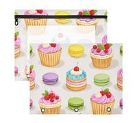 Scatola robusta a 3 fori per lettere A4, confezione da 2 pezzi, per insegnanti, rientro a scuola, carino, colorato, macaron, torta, dessert