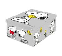 Lavatelli Scatola per armadio in cartone, organizer per vestiti e biancheria, per cambio stagione o per confezione regalo, Grande, Snoopy Grigia, con coperchio 39x50x24 cm