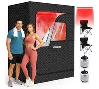Scatola sauna a infrarossi per 2 persone per casa, tenda sauna portatile per spa disintossicante relax, tenda sauna a vapore con lampada per terapia a luce rossa, vapore da 2,5 l, sedia pieghevole