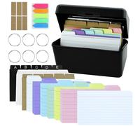 Scatola Schedar colore Nero a righe colorate con classificazione domestici,Scatola apprendimento,Multicolore Carte Indice Schede Record,per oggetti scolastici, ufficio