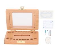 Scatola souvenir per denti da latte, porta ricordi in legno per primi denti, contenitore per capelli fetali con bottiglia di vetro e pinzette, scatola per conservare i ricordi