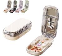Scatola tagliapillole portatile, per piccole e minuscole con acciaio inossidabile e tavoletta di guida di centraggio, allineamento preciso delle pillole, taglierine a metà/terzi/quarti (Bianco)