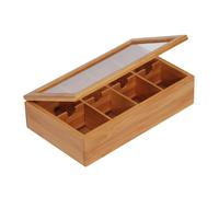 SCATOLA TEA porta bustine THE TE té tisane 24x24 legno BAMBOO 9 scomparti shabby