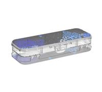 Scatola trasparente con fiori bianchi e blu, scatole trasparenti con coperchio a scatto per ufficio, 20,3 cm di lunghezza x 7,6 cm di larghezza x 4,8 cm di altezza