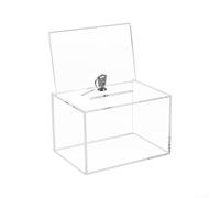 Scatola trasparente per donazioni in acrilico con serratura e supporto per cartelli, per raccogliere fondi sicuri, votazioni e suggerimenti