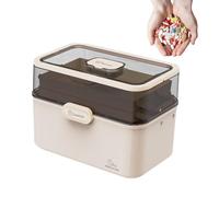 Scatola trasparente per medicine, pieghevole, a tre strati, per la casa, con serratura, adatta ai viaggi, per scuola, uso familiare, per cosmetici, strumenti, gioielli