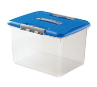 Curver 169056 Optima - Contenitore per Alimenti 30 L con Coperchio, Colore: Trasparente/Blu