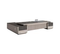 Scatola via cavo multimediale Luce ambientale Angoli arrotondati Ampia scrivania Scrivania moderna Cassetto con serratura a combinazione Grande capacità di archiviazione Pannello ispessito Scrivania p