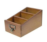 Scatola Vintage a cartolina porta di carta Visita In Legno Scatola Portaoggetti con 3 scomparti cartella a telecomando Organizzatore per orologi Passaporto Lunette di sole 17.4 * 11.4 * 9.4cm