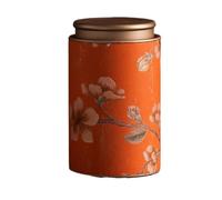 Scatola vuota per tè in metallo vintage, elegante contenitore di latta per caffè, erbe, caramelle, cioccolato, zucchero e spezie (Arancio-L)