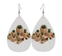 Scatole ardboard Orecchini in pelle a forma di lacrima stampati | Design di fascia alta, orecchini di lusso leggeri