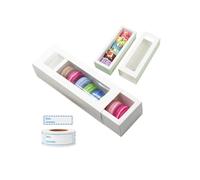 Scatole bianche per macaron per 6 macaron (confezione da 20) con finestra trasparente, scatole per imballaggio macaron con 125 etichette rimovibili, 2 x 7,6 cm adesivi per la conservazione degli